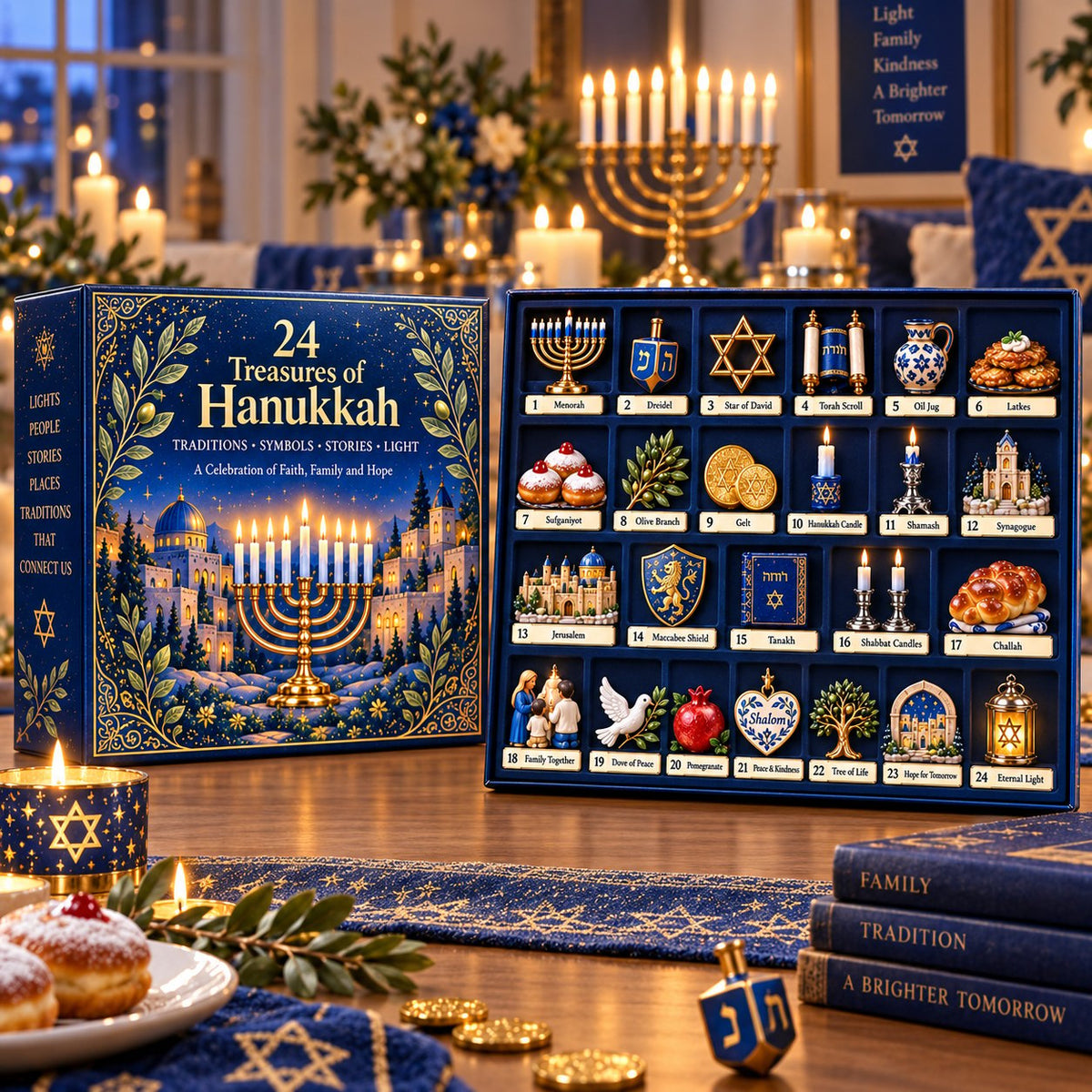 ⏰Last day Promotion 🔥-🕎 24 Treasures of Hanukkah Countdown Calendar for Meaningful Traditions, Symbols & Light ✨