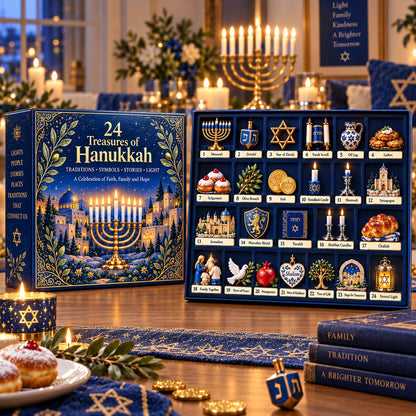 ⏰Last day Promotion 🔥-🕎 24 Treasures of Hanukkah Countdown Calendar for Meaningful Traditions, Symbols & Light ✨