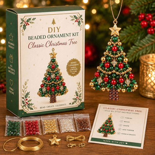 🔥 Last Day 50% OFF✨-🎄 DIY Christmas Tree Beaded Ornament Kit for Fun Holiday Crafting  ✨
