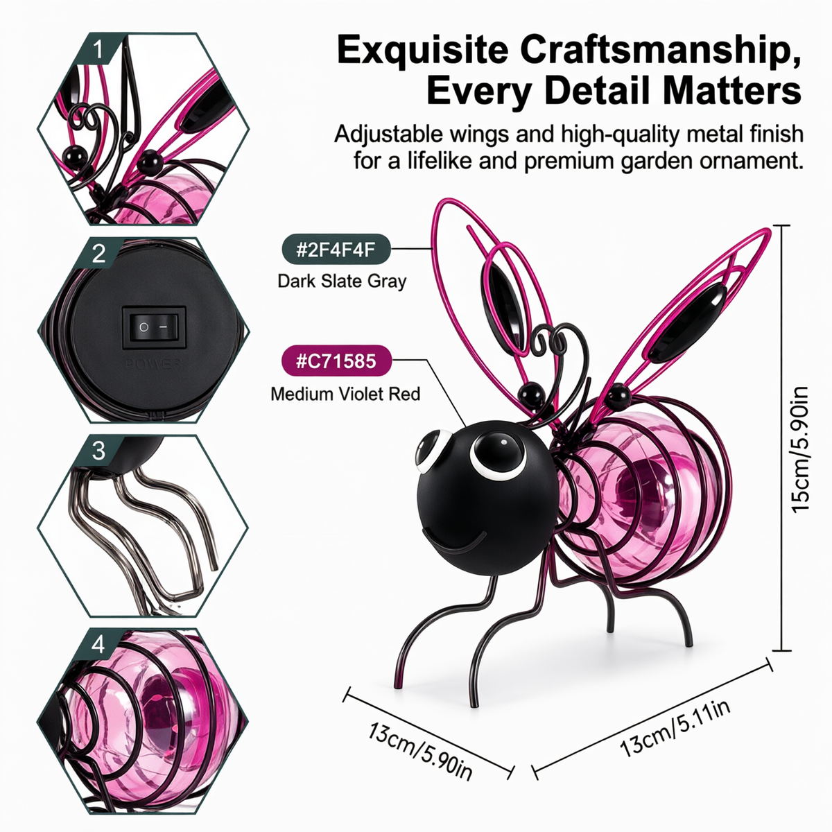 🎁Last day Promotion 🔥-🐝Outdoor Hanging Solar Bee Light for Charming Garden Glow & Whimsical Yard Decor ✨