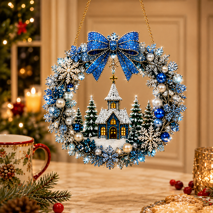 🔥 Holiday Celebration 50% OFF ✨-DIY Christmas Pearl Art Diamond Painting Acrylic Wreath Pendant