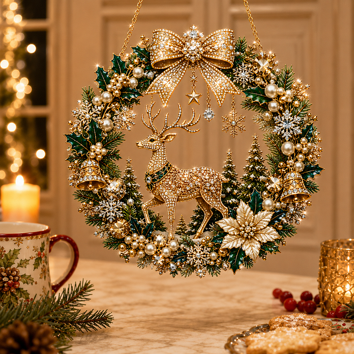 🔥 Holiday Celebration 50% OFF ✨-DIY Christmas Pearl Art Diamond Painting Acrylic Wreath Pendant