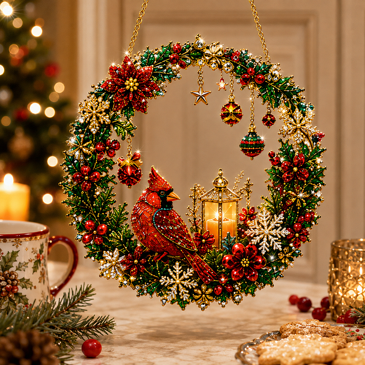 🔥 Holiday Celebration 50% OFF ✨-DIY Christmas Pearl Art Diamond Painting Acrylic Wreath Pendant