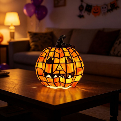 💡 Last Day 50% OFF✨-🎃 Tiffany-Style Pumpkin Halloween Decor for Elegant Glow & Spooky Seasonal Home Ambiance 🕯️