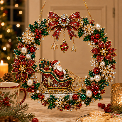 🔥 Holiday Celebration 50% OFF ✨-DIY Christmas Pearl Art Diamond Painting Acrylic Wreath Pendant