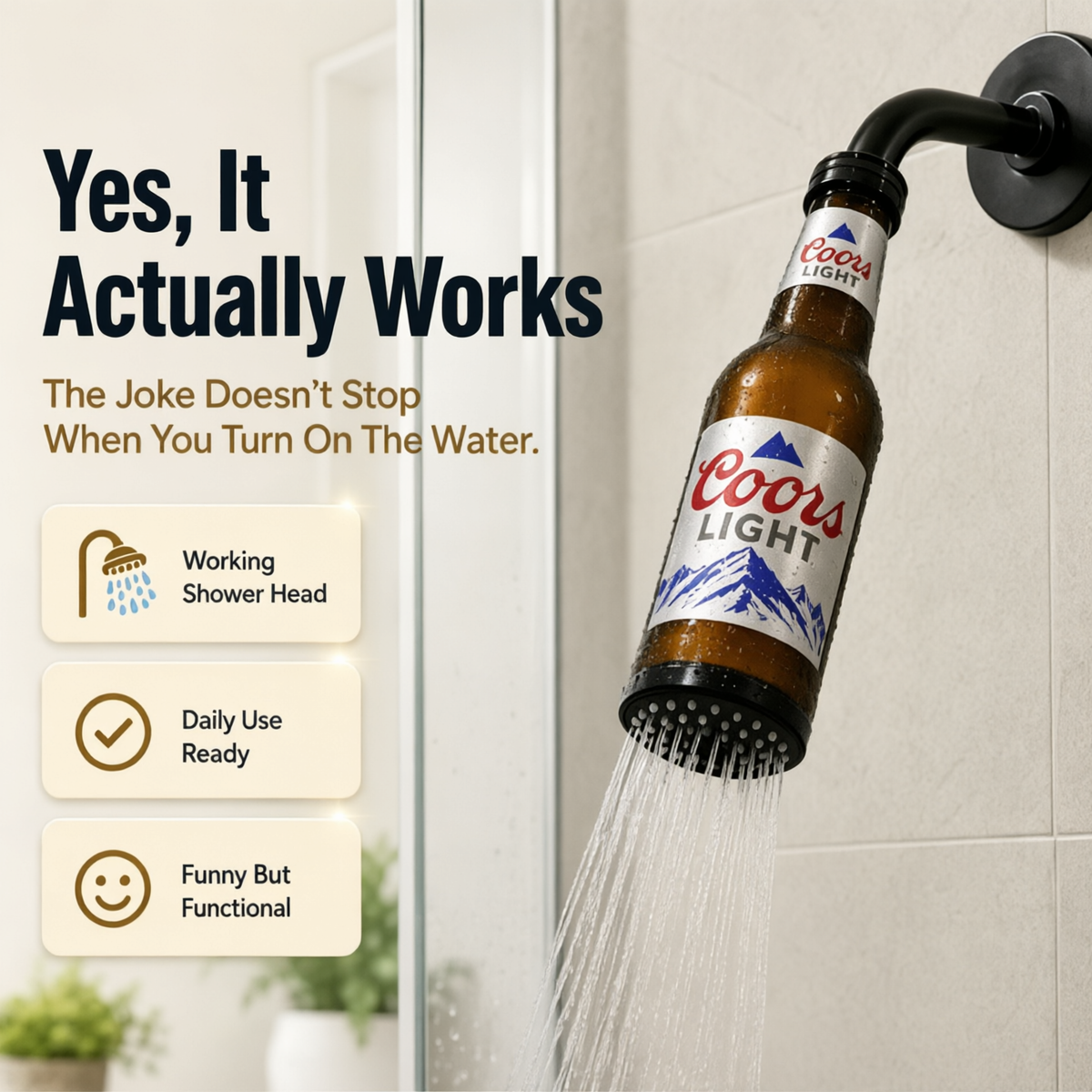 🚿Last Day 50% OFF✨-🍺Beer Bottle Shower Head for Fun, Unique Bathroom Decor & Refreshing Showers 🚿✨
