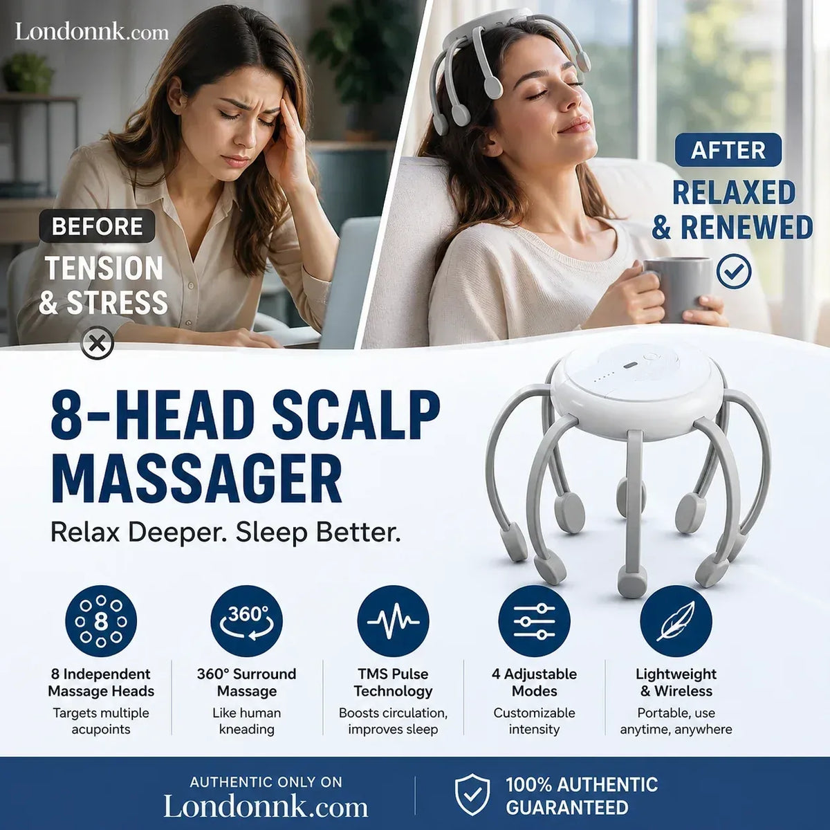 🐙 50% OFF! Octopus Head Massager 💆‍♂️ Relax & Unwind Anytime, Anywhere!