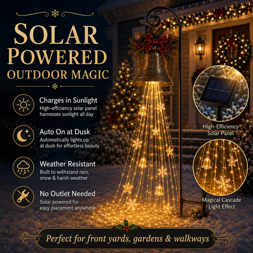 🔔🎄 Christmas Bell Cascade Solar Yard Light – Festive Outdoor Garden Decoration