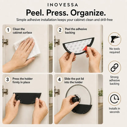 🍳 Adhesive Pot Lid Holders – No-Drill Cabinet Organizer