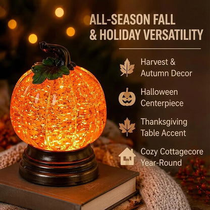 🎃 Halloween Lighted Pumpkin Glitter Snow Globe