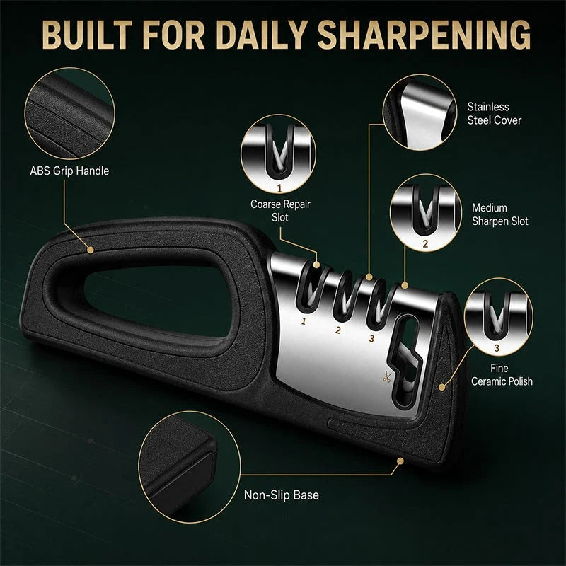 🔪✨ 4-in-1 Multi-Stage Kitchen Knife Sharpener – Easy Blade & Scissor Sharpening