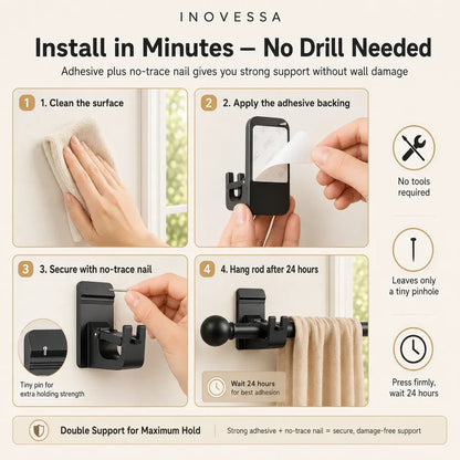 🔨 Halden No-Drill Damage-Free Curtain Rod Brackets