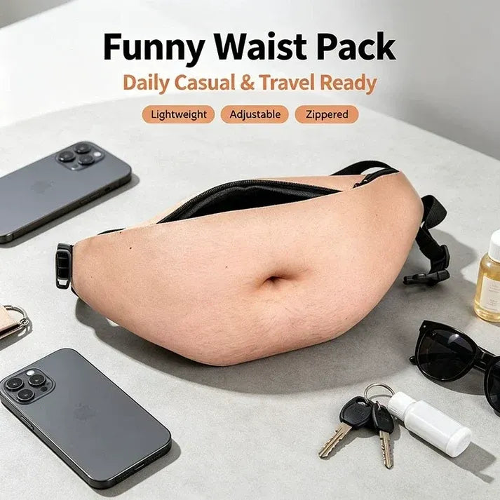 😂 Funny Belly Fanny Pack – Realistic 3D Dad Bod Waist Bag