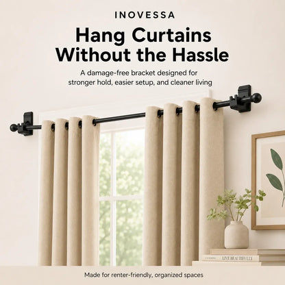 🔨 Halden No-Drill Damage-Free Curtain Rod Brackets