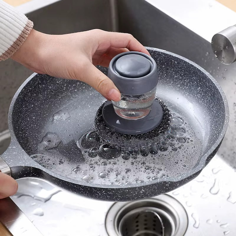 🧽 Liquid-Dispensing Cleaning Scrubber – Reusable Grease & Grime Remover