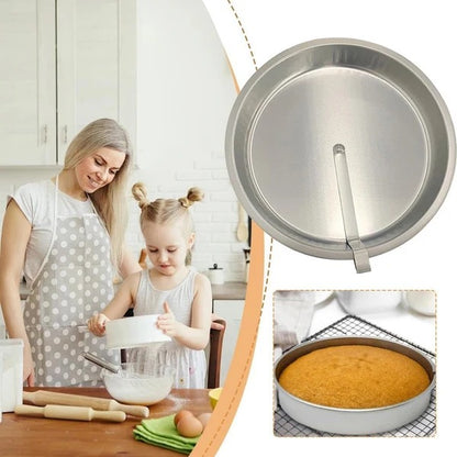 ✨ Stainless Steel Cake Pan with 360° Rotating Release Cutter