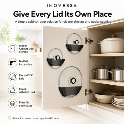 🍳 Adhesive Pot Lid Holders – No-Drill Cabinet Organizer