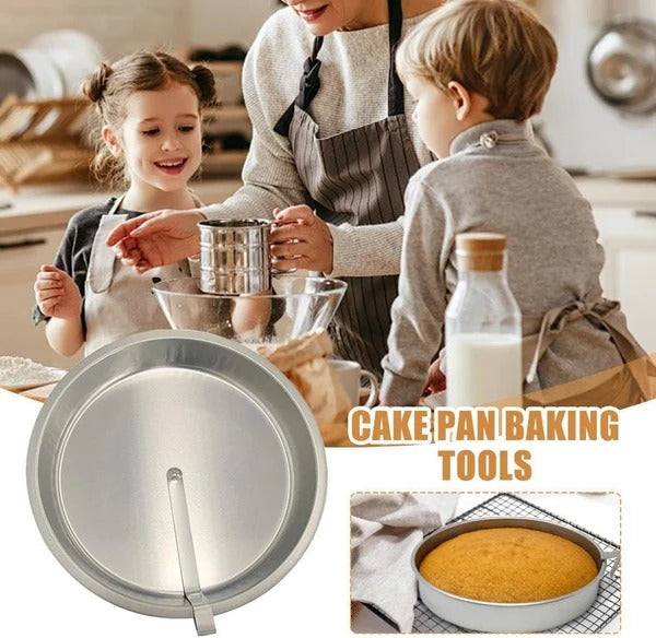 ✨ Stainless Steel Cake Pan with 360° Rotating Release Cutter