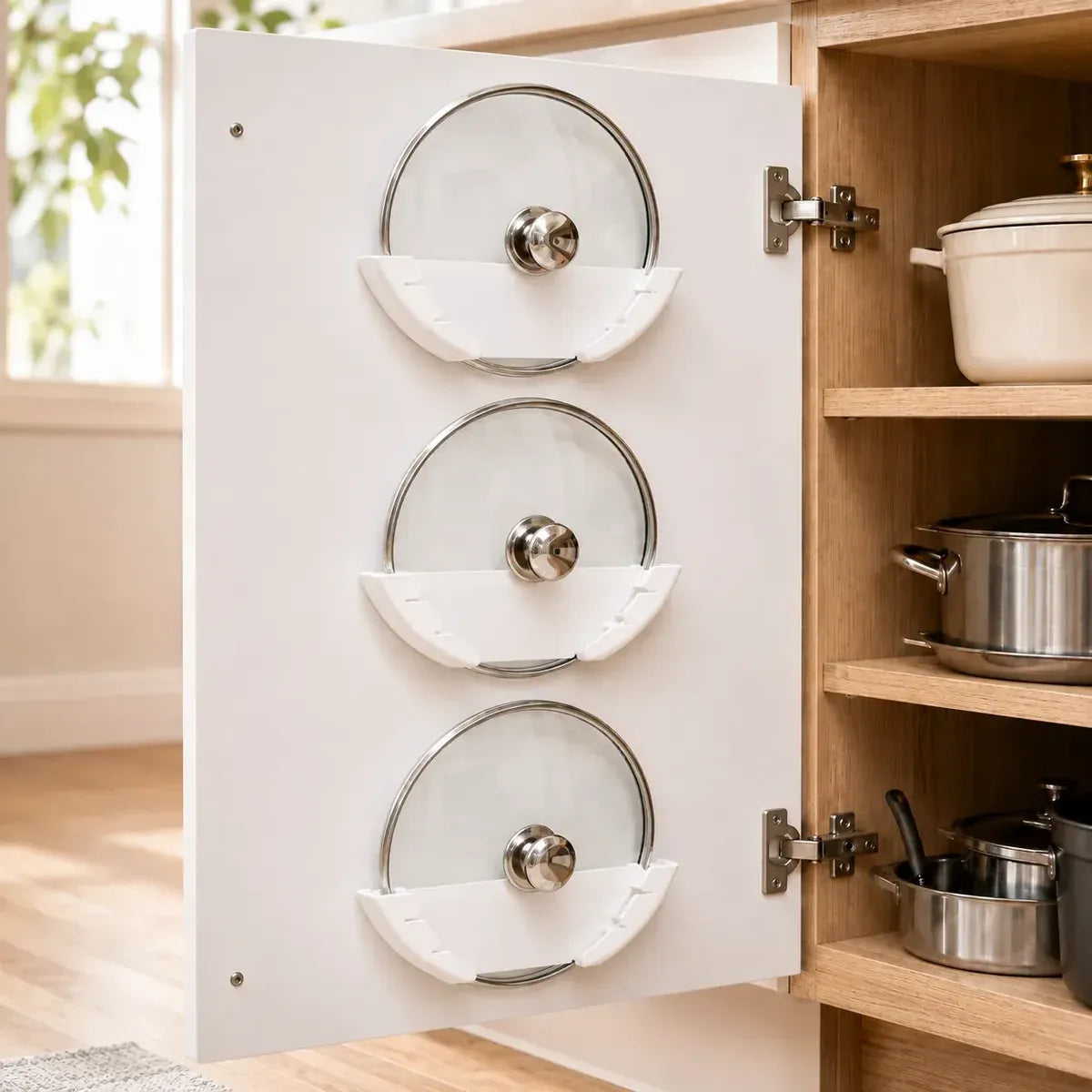 🍳 Adhesive Pot Lid Holders – No-Drill Cabinet Organizer