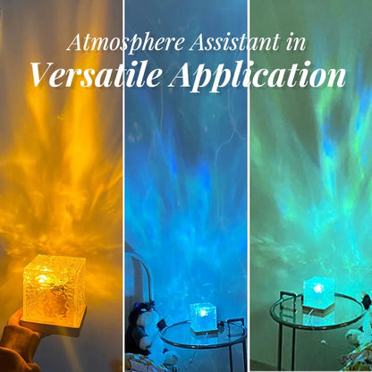 ✨ Crystal Water Wave Night Light – 3/16 Color USB Rechargeable Lamp