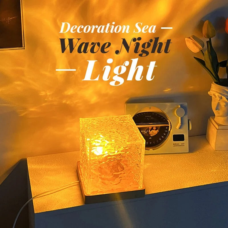 ✨ Crystal Water Wave Night Light – 3/16 Color USB Rechargeable Lamp