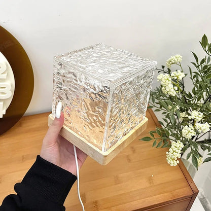 ✨ Crystal Water Wave Night Light – 3/16 Color USB Rechargeable Lamp
