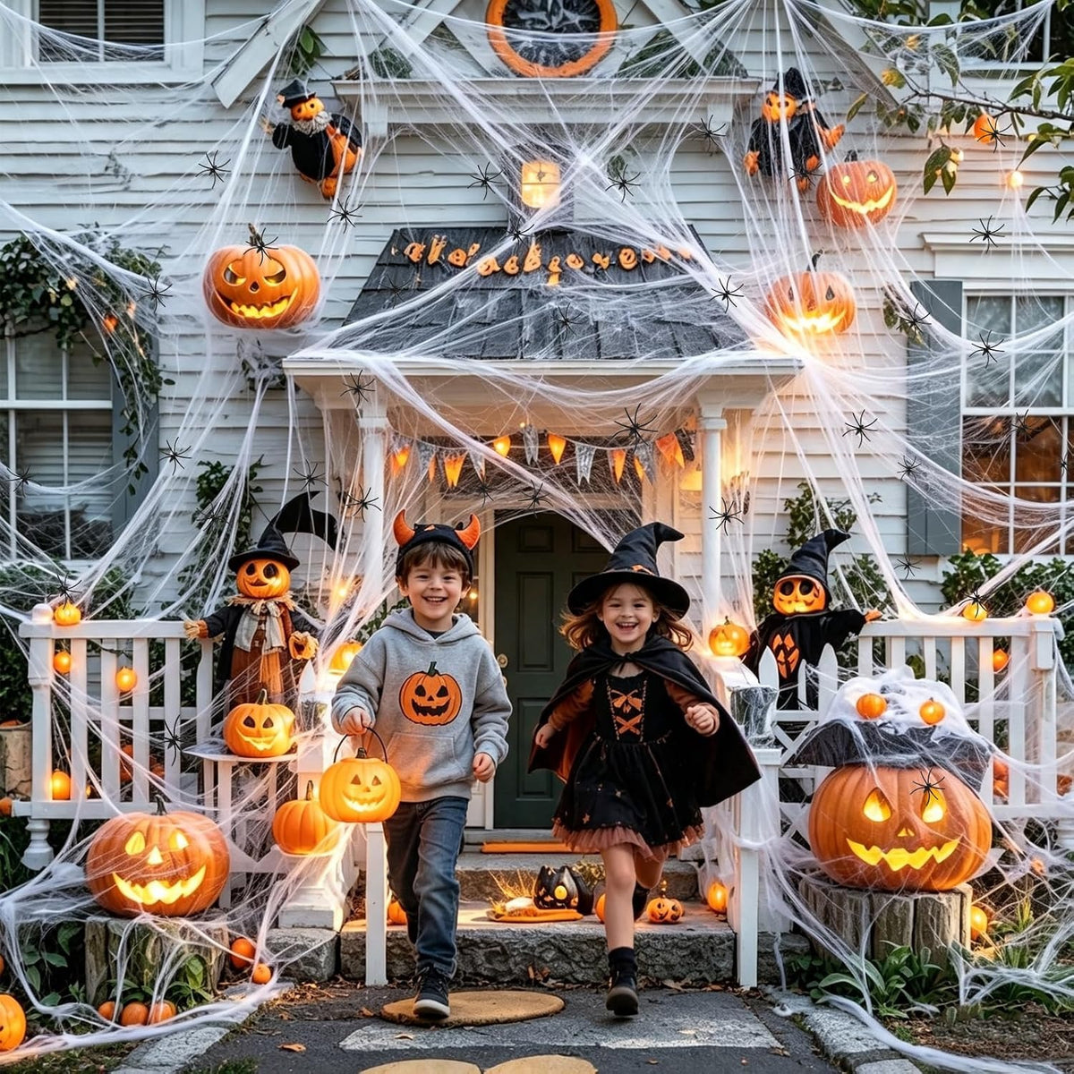 🔥 LAST DAY 50% OFF! 🕷️ Halloween Spider Webs Stretchy Cobweb Party Decor 🎃