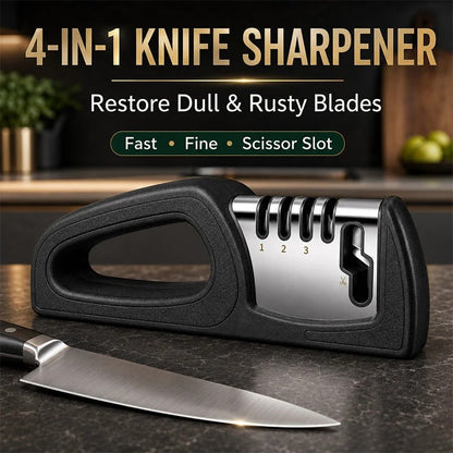 🔪✨ 4-in-1 Multi-Stage Kitchen Knife Sharpener – Easy Blade & Scissor Sharpening