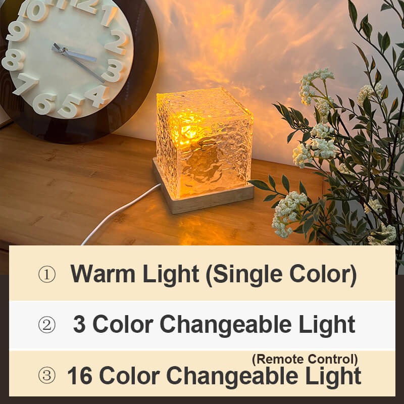 ✨ Crystal Water Wave Night Light – 3/16 Color USB Rechargeable Lamp