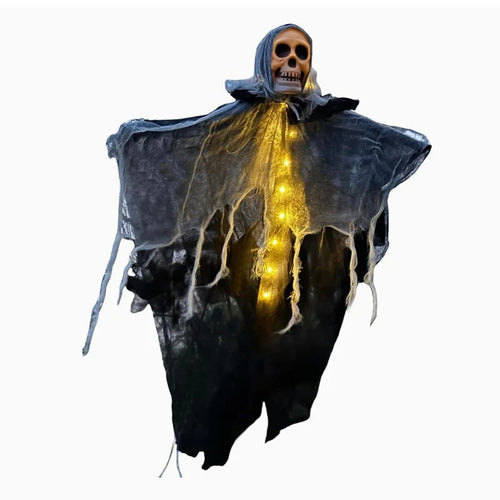 👻 LED Hanging Ghost Halloween Decoration – Glowing Skull & Spooky Gauze