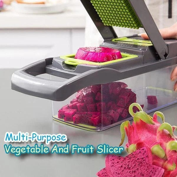 🥕🔪 Multifunctional Vegetable Slicer – Stainless Steel Blades & Multiple Cutting Options✨