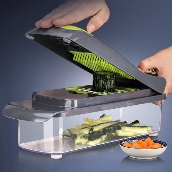 🥕🔪 Multifunctional Vegetable Slicer – Stainless Steel Blades & Multiple Cutting Options✨