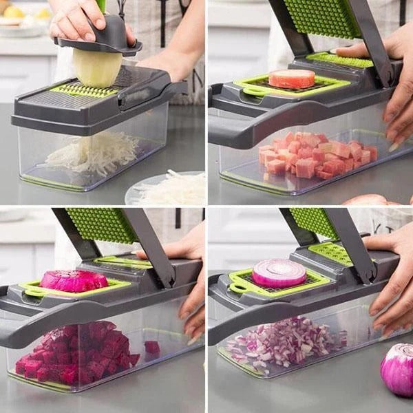🥕🔪 Multifunctional Vegetable Slicer – Stainless Steel Blades & Multiple Cutting Options✨