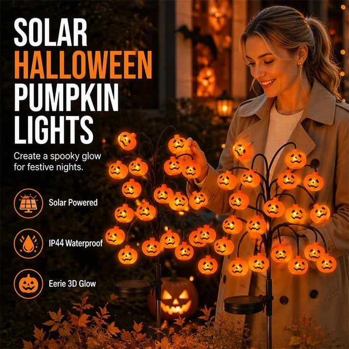 🎃 Solar Halloween Pumpkin Branch Lights – 20-LED Outdoor Garden Decor