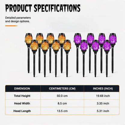 🎃 Solar Skull Flickering Flame Lights – Halloween Garden Torch 4/8 Pack