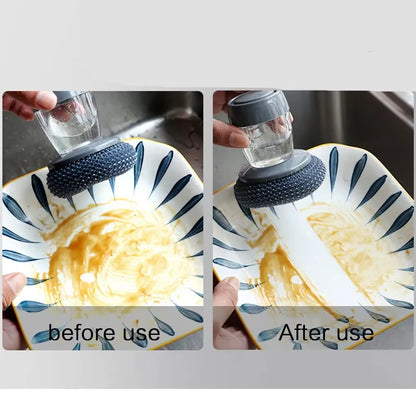 🧽 Liquid-Dispensing Cleaning Scrubber – Reusable Grease & Grime Remover