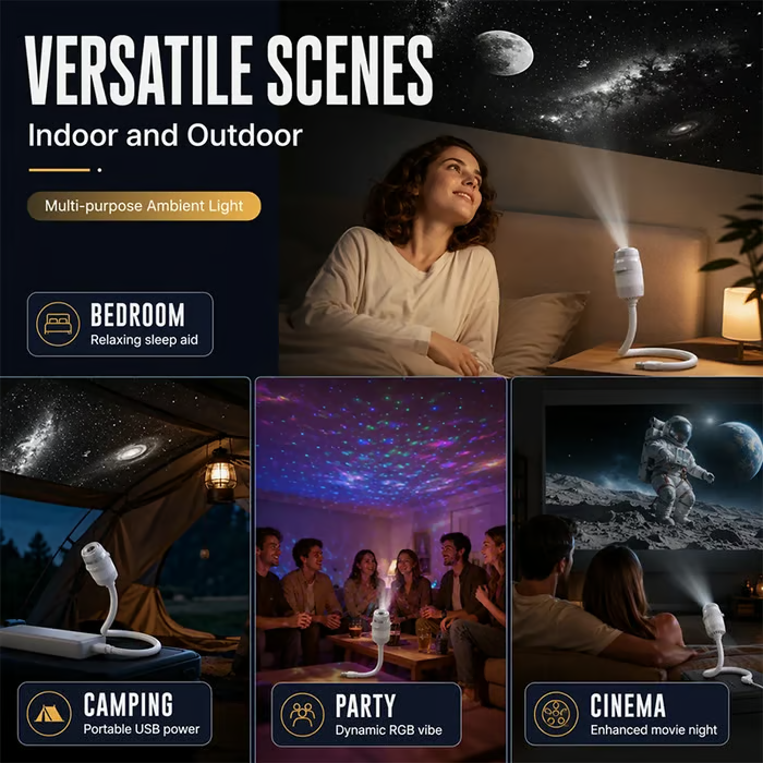 🌌✨ Galaxy Night Light Projector – 3/6/12 Projection Film Options