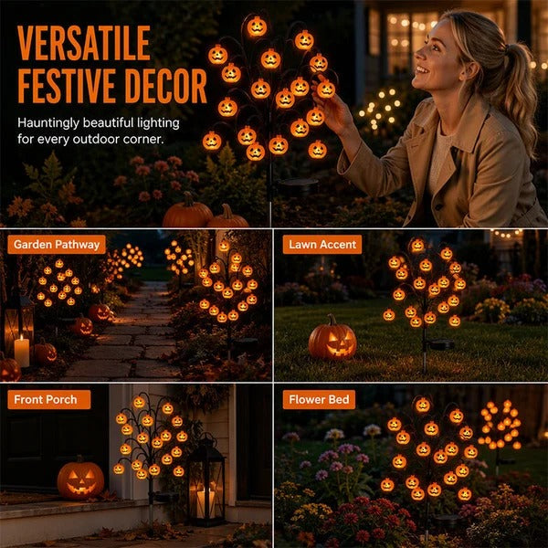 🎃 Solar Halloween Pumpkin Branch Lights – 20-LED Outdoor Garden Decor