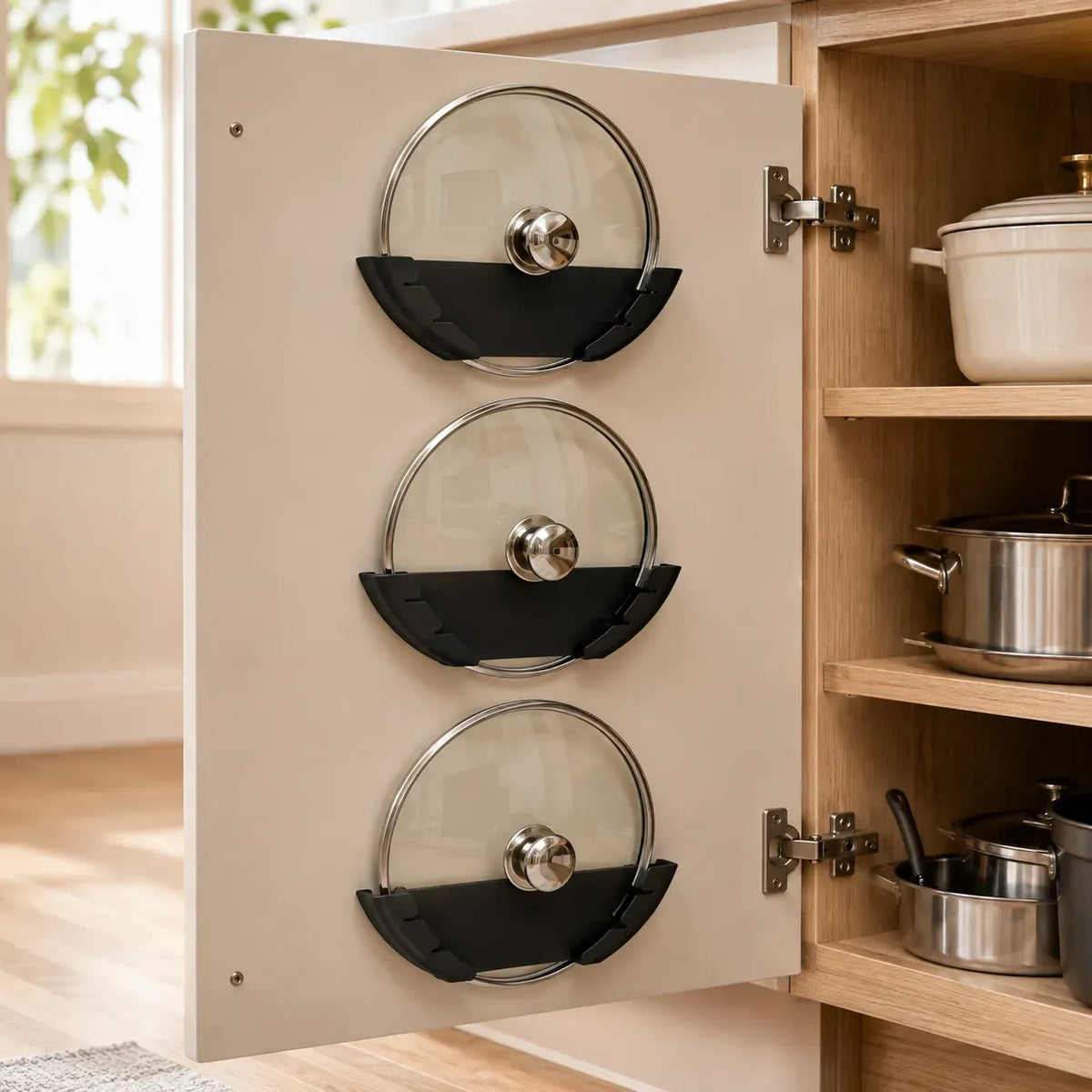 🍳 Adhesive Pot Lid Holders – No-Drill Cabinet Organizer