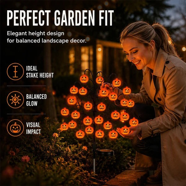 🎃 Solar Halloween Pumpkin Branch Lights – 20-LED Outdoor Garden Decor