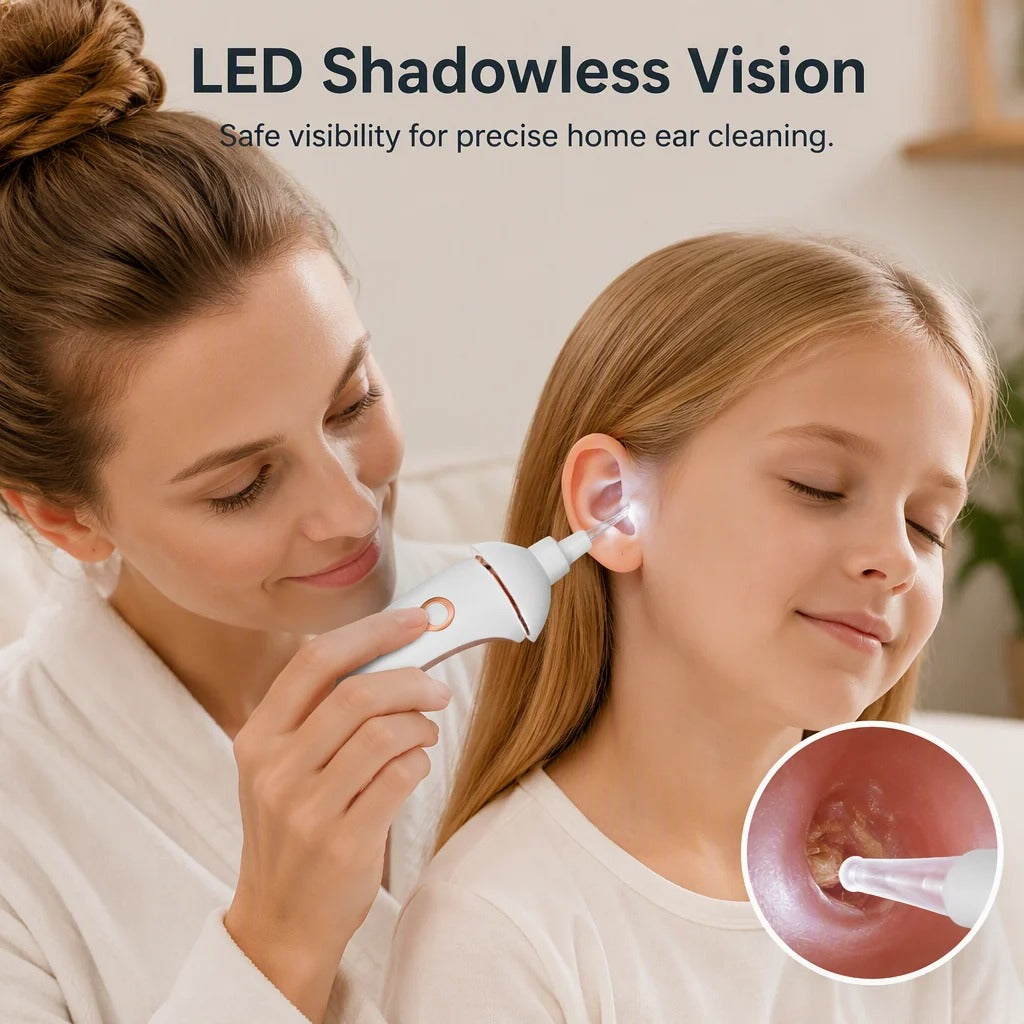 👂 Electric Earwax Cleaner with LED Light – Gentle Suction & Soft Silicone Tips
