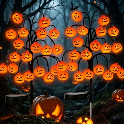 🎃 Solar Halloween Pumpkin Branch Lights – 20-LED Outdoor Garden Decor