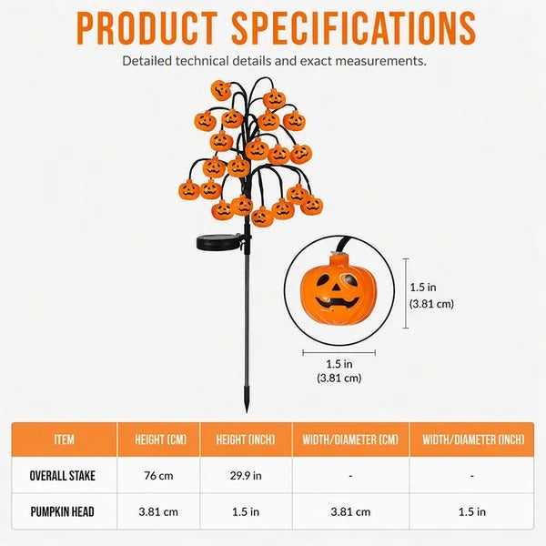 🎃 Solar Halloween Pumpkin Branch Lights – 20-LED Outdoor Garden Decor