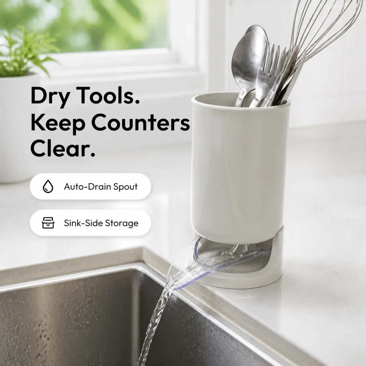 🥢 Automatic Drainage Chopstick Holder – Kitchen Utensil Organizer