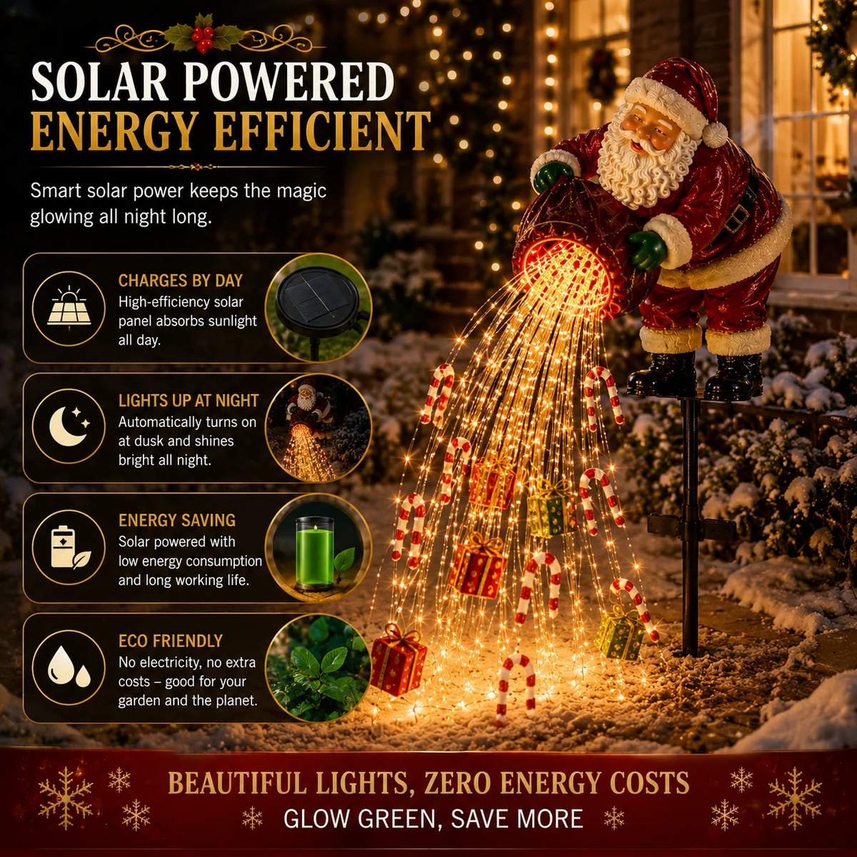 🎅 Santa’s Magic Pour Solar Garden Light – Flowing LED Christmas Yard Decoration