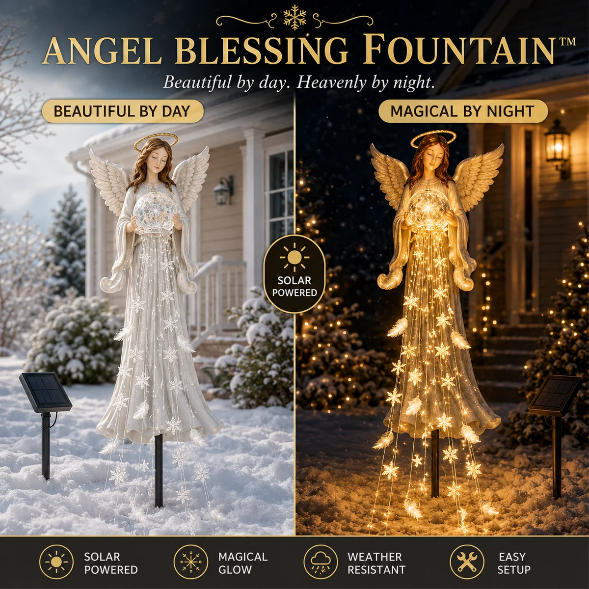 ✨ Solar Angel Garden Light – Warm White LED Christmas Lawn Stake Decoration