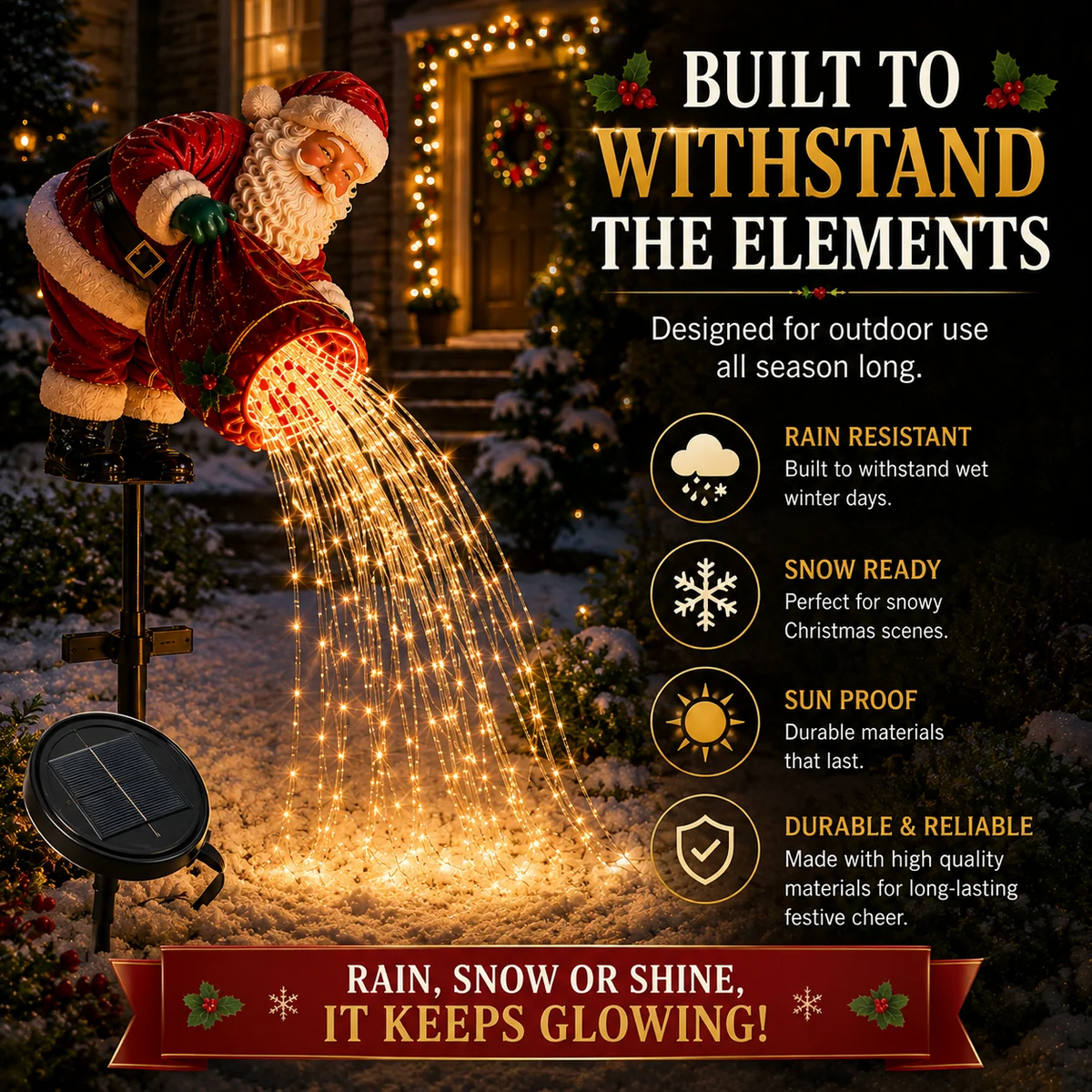 🎅 Santa’s Magic Pour Solar Garden Light – Flowing LED Christmas Yard Decoration