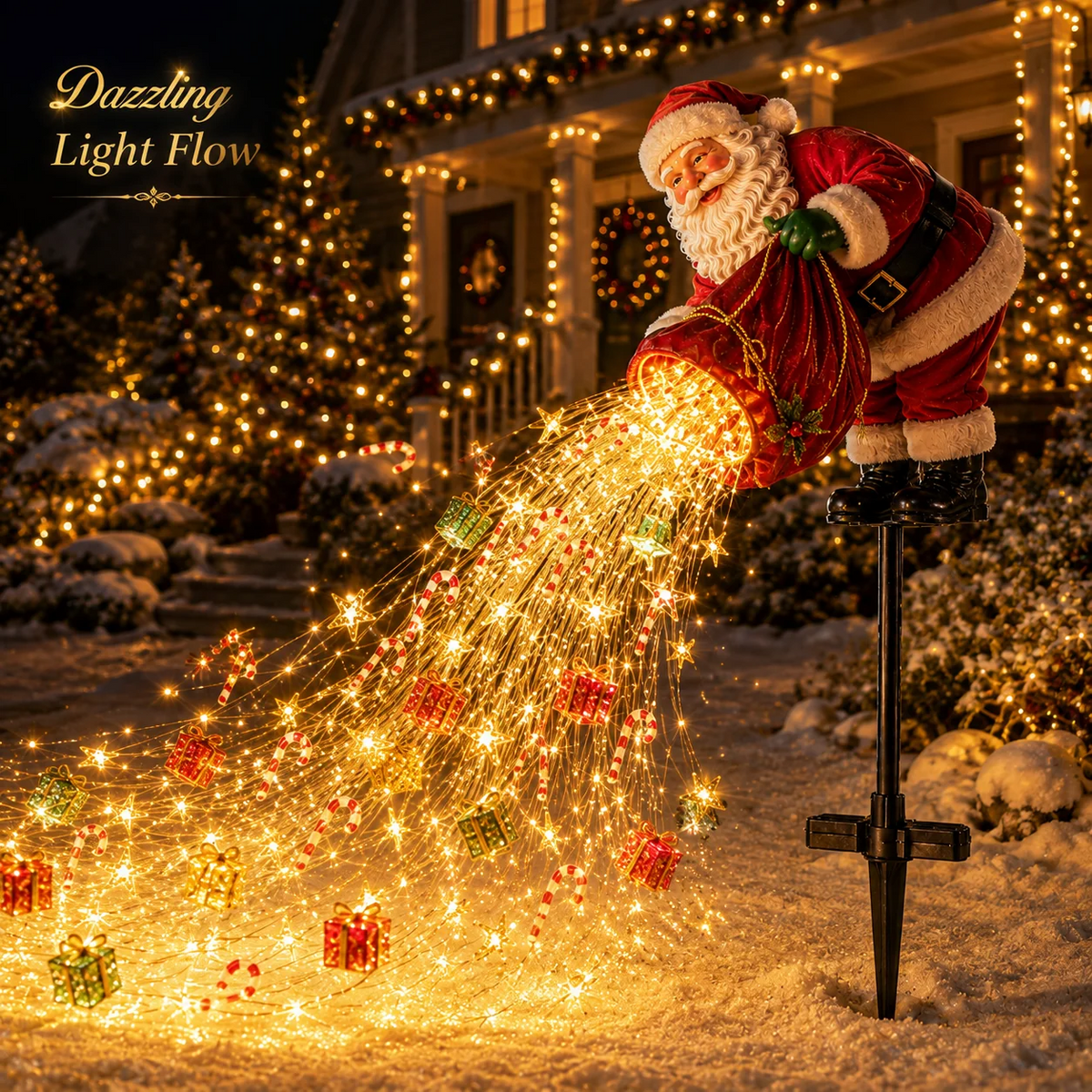 🎅 Santa’s Magic Pour Solar Garden Light – Flowing LED Christmas Yard Decoration