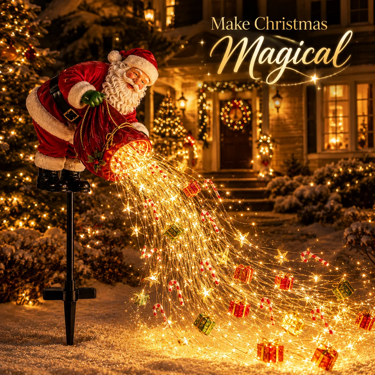 🎅 Santa’s Magic Pour Solar Garden Light – Flowing LED Christmas Yard Decoration