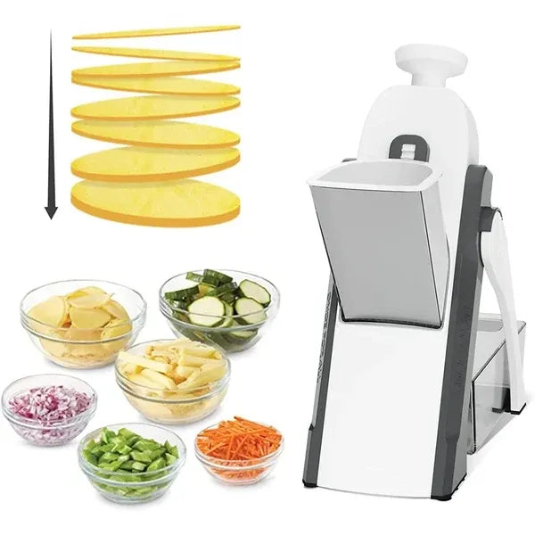 🥕🔪 5-in-1 Adjustable Vegetable Slicer – Mandoline Chopper with Safety Guard